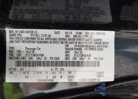 2014 Ford Focus Se z USA, uszkodzony, nr VIN 1FADP3K25EL421334